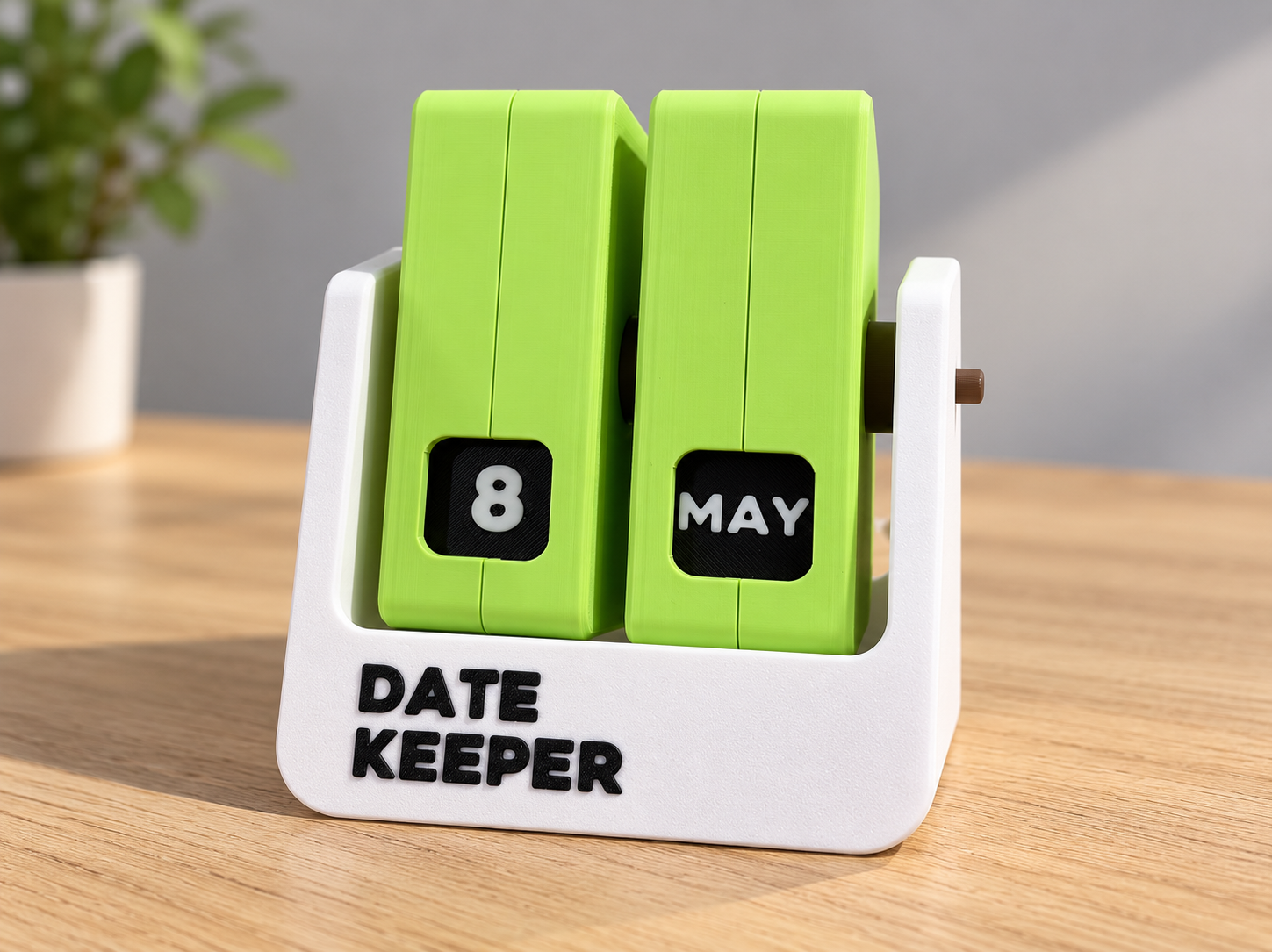 Біло-зелений настільний вічний календар Date Keeper